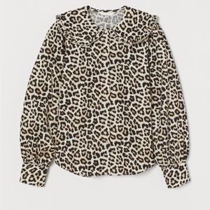 H&M button down leopard print long sleeve shirt ,office or weekend wear